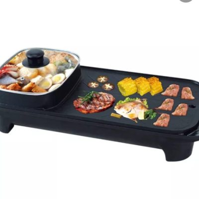 2-in-1 Electric BBQ Grill with Hotpot – Non-Stick, Fast Heating, Adjustable Temperature
